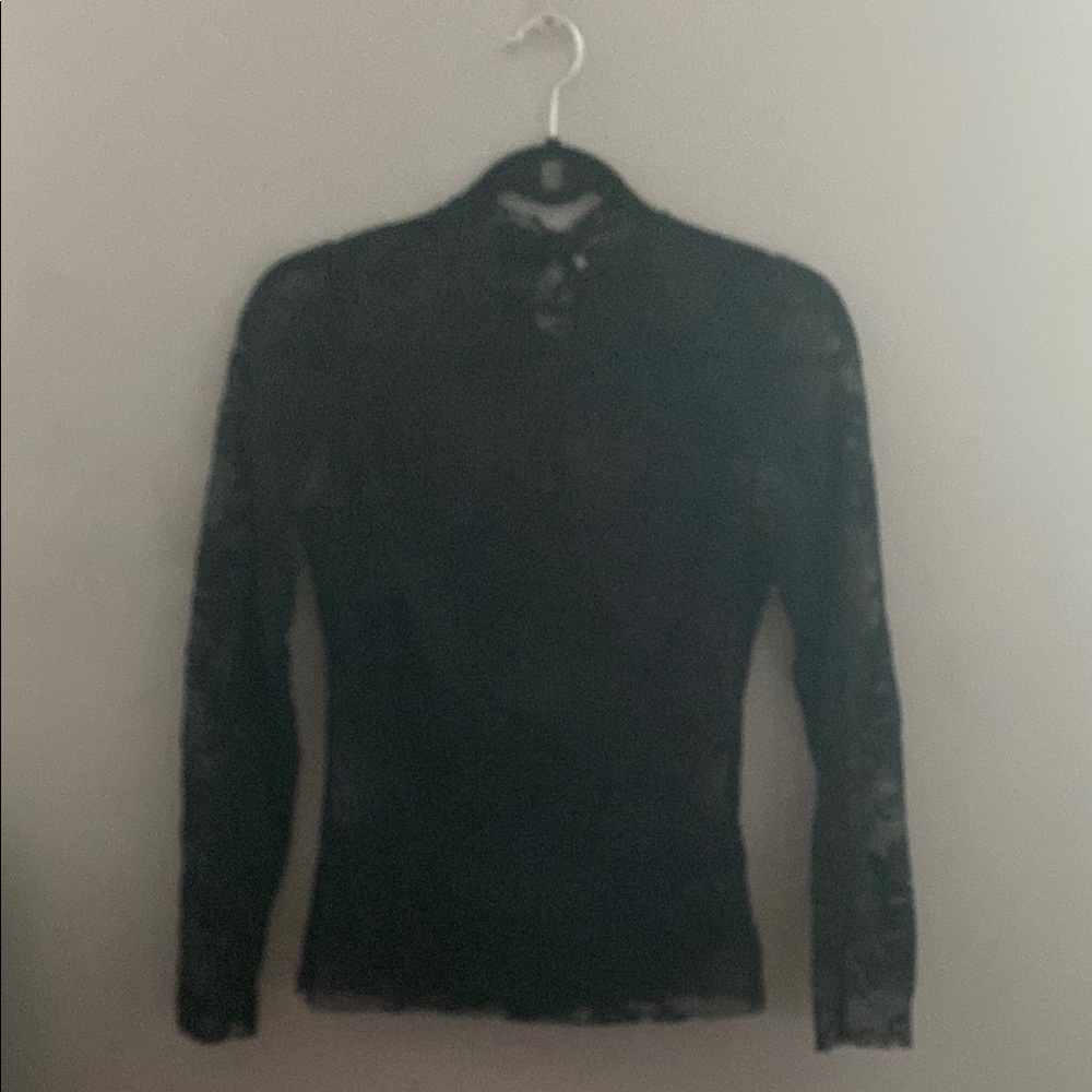 H&M Black Fitted Long Sleeve Polo Button Down Shirt